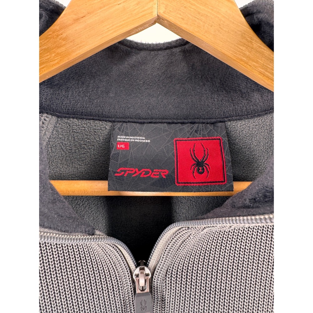 Spyder Quarter Zip Pullover Mens Large Grey Performance Fleece Sweater - Picture 3 of 8